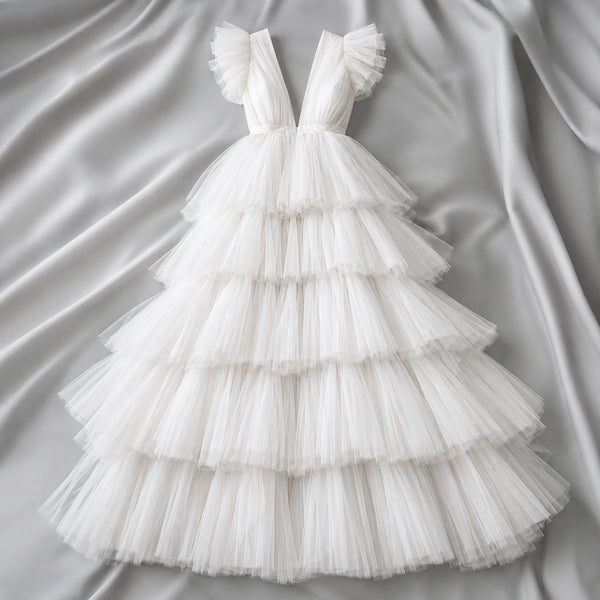 Ethereal Tulle Tiered Gown