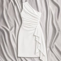 Ivory Cascade Crepe Cocktail Dress