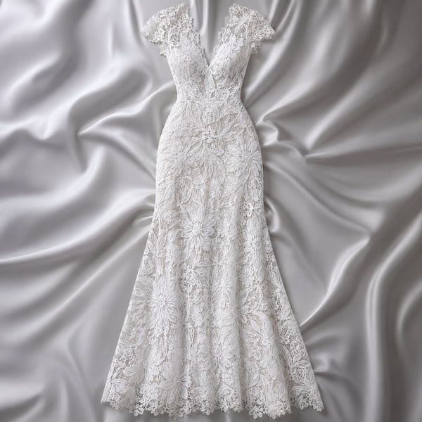 White Dahlia Corded Lace Gown