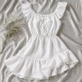 Cottagecore Linen Ruffle Dress